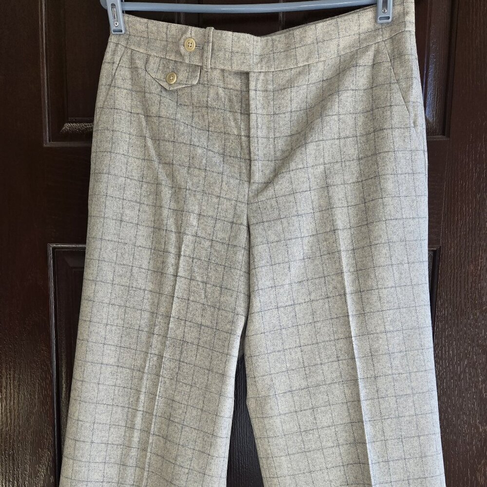 Lauren Ralph Lauren Plaid Wide Leg Dress Pants Light Gray